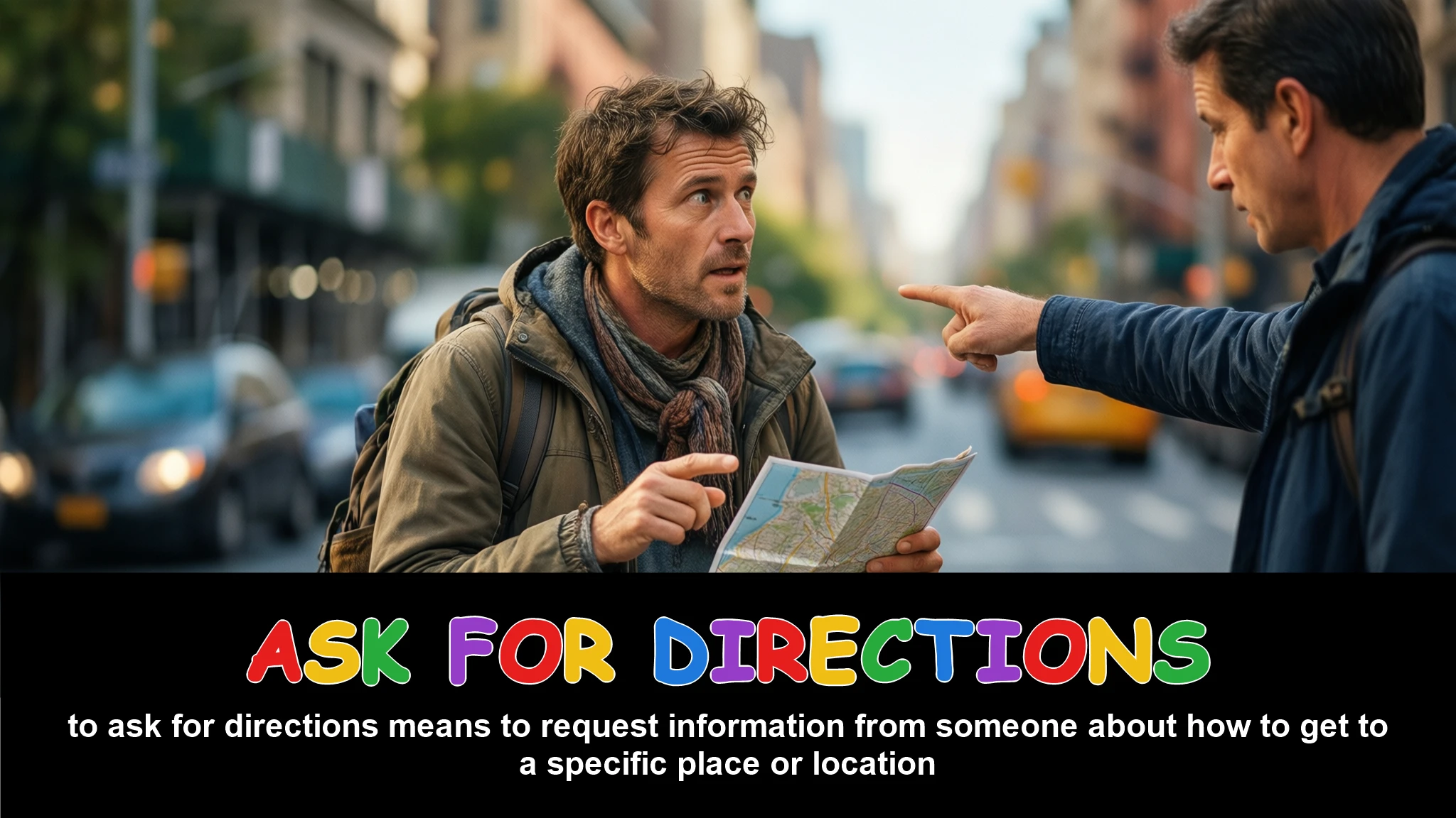 English Illustration for ask for directions